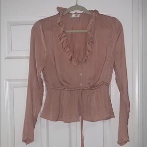 Women's Ruffled Blouse - Pink